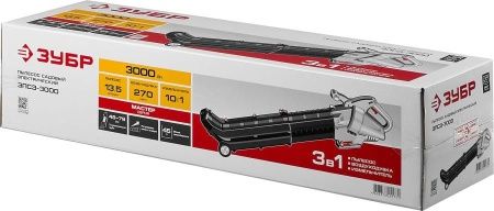 Пылесос садовый (воздуходувка) электрический, ЗУБР ЗПСЭ-3000, 8000 - 15000 об/мин, 160-270 км/ч, мусоросборник 45л, 13.5 м3/мин, 3000 Вт по цене 5 880 руб. купить в Воронеже.