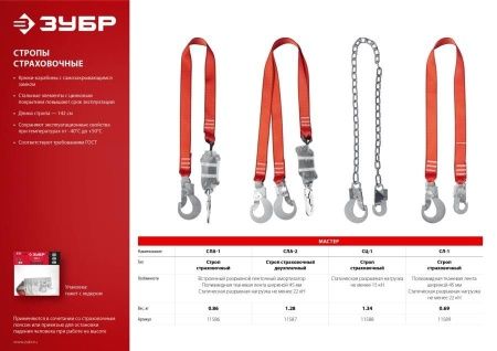 СЛА-1 строп одноплечный, капроновая лента, с амортизатором, ЗУБР по цене 2 050 руб. купить в Воронеже.