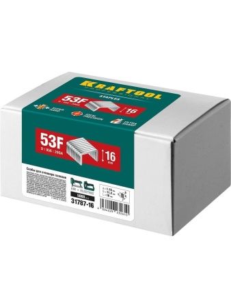 KRAFTOOL тип 20GA (53F/D/056) 16 мм, 5000 шт, скобы для степлера (31787-16)