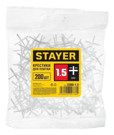 STAYER 1,5мм крестики для плитки, 200шт по цене 52 руб. купить в Воронеже. STAYER 1,5мм крестики для плитки, 200шт по цене 52 руб. купить в Воронеже.