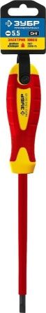 Отвертка диэлектрическая до 1000В, ЗУБР ″Профессионал″ ″ПРОФИ ЭЛЕКТРИК″ 25261-5.5-125, Cr-V, трехкомпонент рукоятка, SL 5 x 125 мм по цене 228 руб. купить в Воронеже.