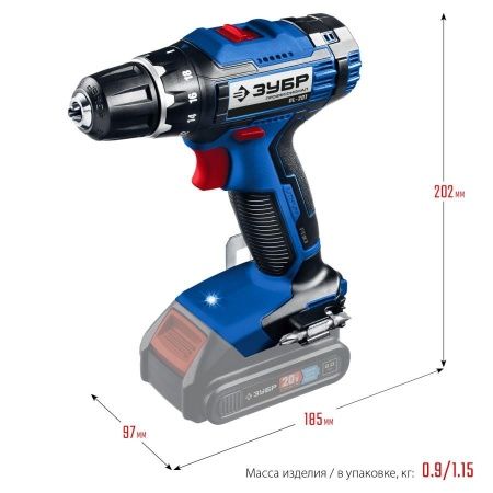 ЗУБР 20В, без АКБ, в коробке, дрель-шуруповерт, Профессионал. DL-201 по цене 5 300 руб. купить в Воронеже.