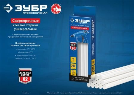 ЗУБР Профессионал прозрачные сверхпрочные клеевые стержни, d 7 х 150 мм (7-8 мм) 30 шт. 187 г по цене 410 руб. купить в Воронеже.