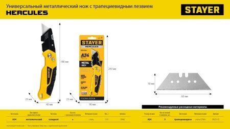 STAYER PROFESSIONAL A24 трапециевидные лезвия, 5 шт по цене 76 руб. купить в Воронеже.