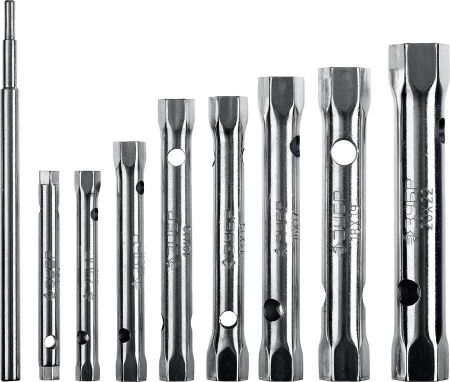 Набор ЗУБР ″Мастер″: Ключи торцовые, трубчатые двухсторонние, 6-22мм, с воротком, 9шт по цене 1 200 руб. купить в Воронеже.