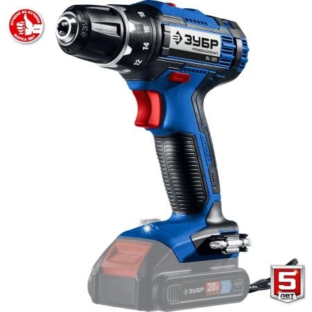 ЗУБР 20В, без АКБ, в коробке, дрель-шуруповерт, Профессионал. DL-201 по цене 5 300 руб. купить в Воронеже.