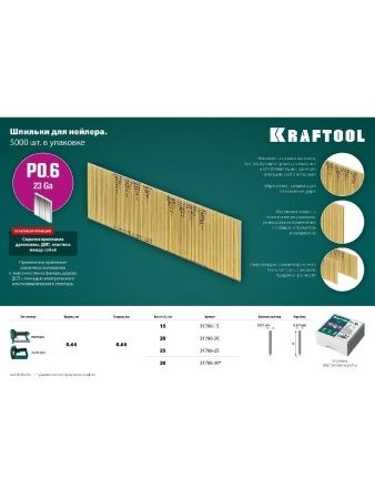 KRAFTOOL тип 23GA (P0.6) 20 мм, 10 000 шт, шпильки для нейлера (31786-20) по цене 1 000 руб. купить в Воронеже. KRAFTOOL тип 23GA (P0.6) 20 мм, 10 000 шт, шпильки для нейлера (31786-20) по цене 1 000 руб. купить в Воронеже.