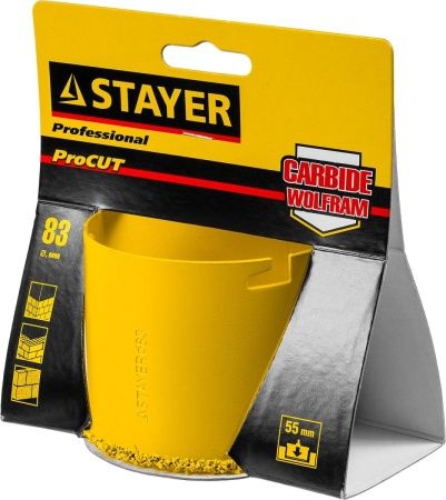 STAYER 83 мм, L 55 мм, карбид вольфрама, кольцевая коронка, Professional (33345-83) по цене 286 руб. купить в Воронеже.