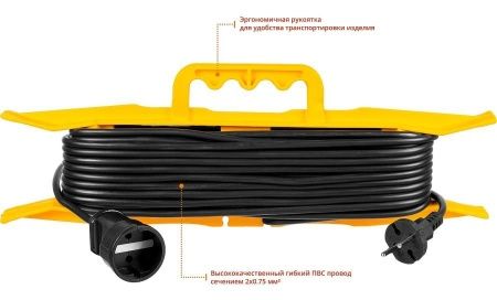 Силовой удлинитель-шнур STAYER ПВС 2x0.75 20м, 2200Вт на рамке, MF 207 по цене 980 руб. купить в Воронеже.