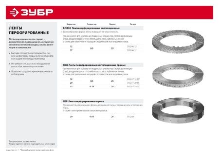 Перфорированная вентиляционная лента прямая ПВЛ, 12х0.75мм, 25м, ЗУБР по цене 690 руб. купить в Воронеже.