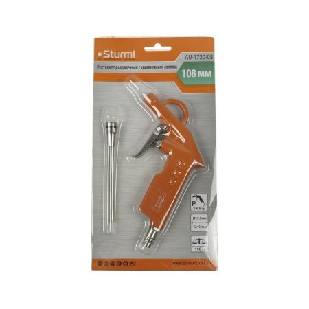 Пистолет продувочный, удлиненное сопло 108 мм, 2-6 бар, d=3, 8мм Sturm! по цене 495 руб. купить в Воронеже.