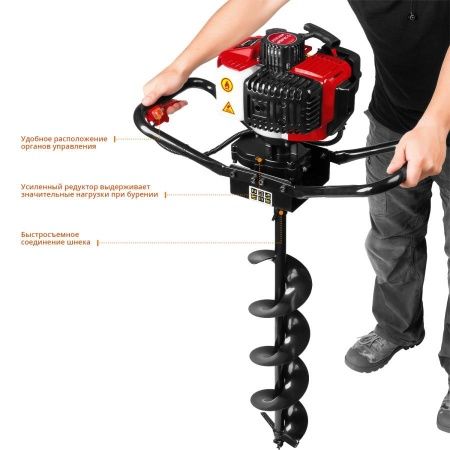 Мотобур (бензобур), d=60-150 мм, 43 см3, 1 оператор, ЗУБР по цене 16 860 руб. купить в Воронеже.