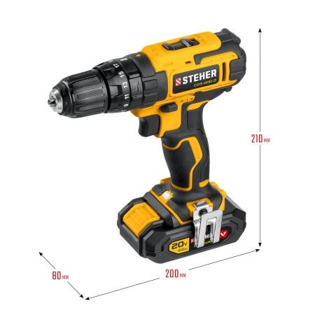 STEHER 20В, 2 АКБ (2Ач), в кейсе, ударная дрель-шуруповерт. CDS-200-2 по цене 6 830 руб. купить в Воронеже.