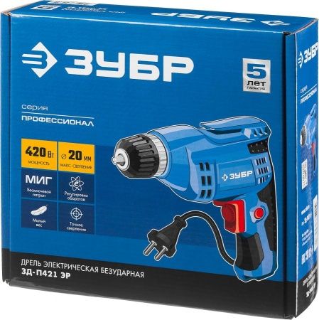 ЗУБР 420 Вт безударная дрель, серия Профессионал по цене 3 800 руб. купить в Воронеже.