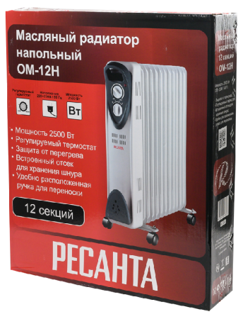 Масляный радиатор Ресанта ОМ-12Н по цене 5 390 руб. купить в Воронеже.
